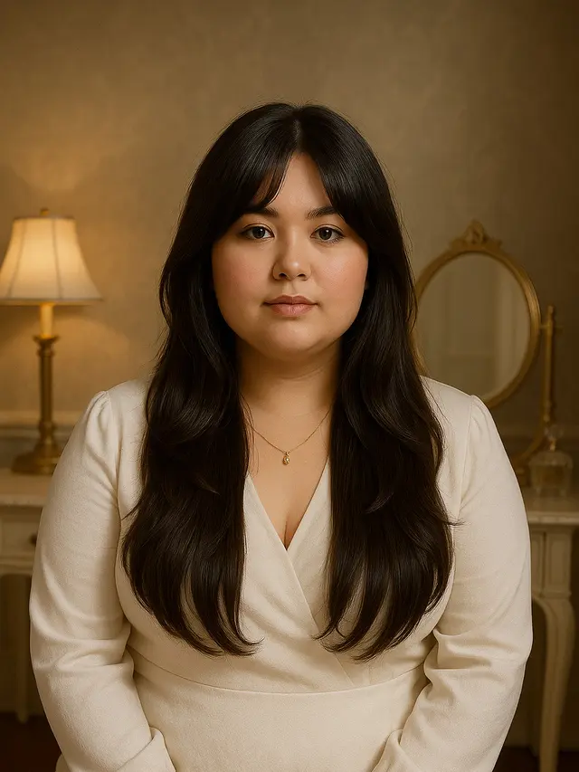 Model Rambut Layer Panjang Wajah Bulat