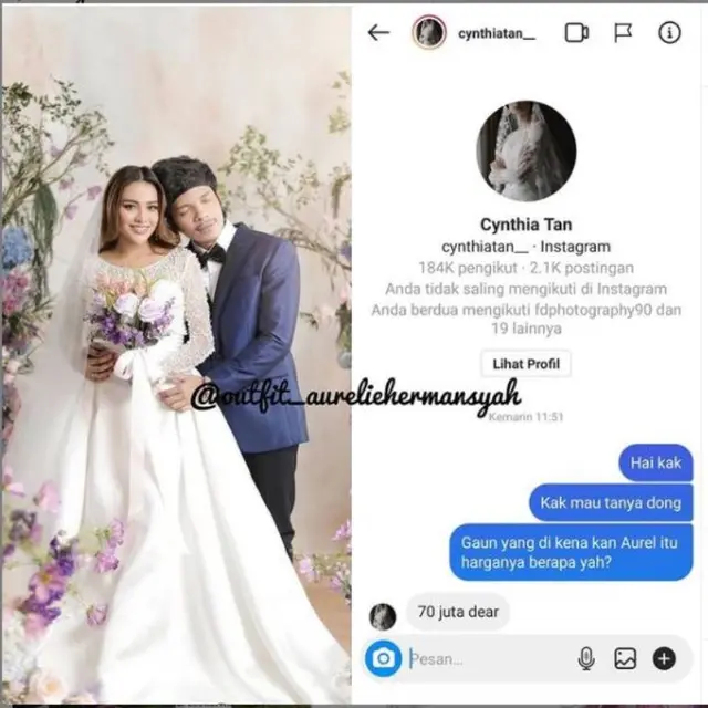 Terungkap Harga Gaun Prewedding Aurel Hermansyah