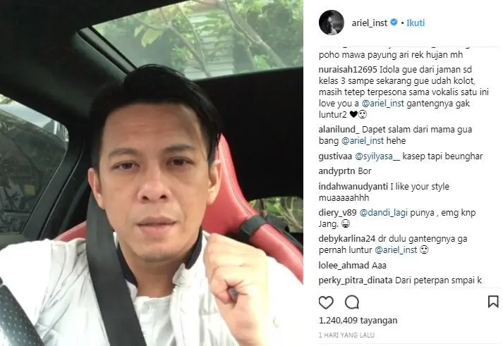 Meski usia sudah 36 tahun, Ariel NOAH tetap memesona para wanita (Instagram/@ariel_inst)