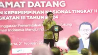 Sekjen Kemendagri saat menghadiri acara Pelatihan Kepemimpinan Nasional Tingkat II Angkatan III Tahun 2024 di Kantor Badan Pengembangan Sumber Daya Manusia (BPSDM) Kemendagri, Jakarta, Rabu (21/2).