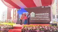 Gubernur DKI Jakarta Anies Baswedan meresmikan Kampung Susun Produktif Tumbuh Cakung (Eks Bukit Duri), Jakarta Timur, Kamis (25/8/2022).