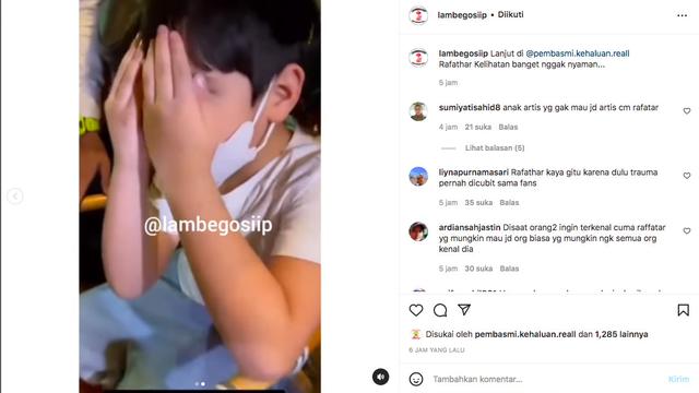Rafathar tunjukkan Gelagat Tak Nyaman Saat Di Kerumunan Penggemar. (instagram.com/lambegosiip)