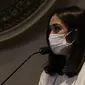 Gisella Anastasia atau Gisel saat buka suara terkait kasus video syur yang menjerat dirinya di kawasan Gatot Subroto, Jakarta, Rabu (6/1/2021). Gisel meminta maaf atas perbuatan masa lalunya yang kini menjadi bumerang buat dirinya. (Liputan6.com/Herman Zakharia)