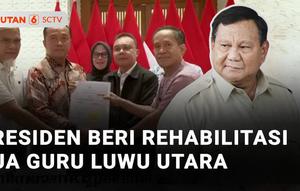 Aspirasi masyarakat didengar, Presiden Prabowo Subianto menandatangani surat rehabilitasi dua guru di Luwu Utara, Sulawesi Selatan, yang dipecat usai membantu para guru honorer.