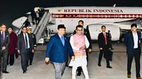 Presiden Prabowo Subianto, tiba di Air Force Station (AFS) Palam, New Delhi, Republik India, pada Kamis, 23 Januari 2025 malam. (Foto: Laily Rachev - Biro Pers Sekretariat Presiden)