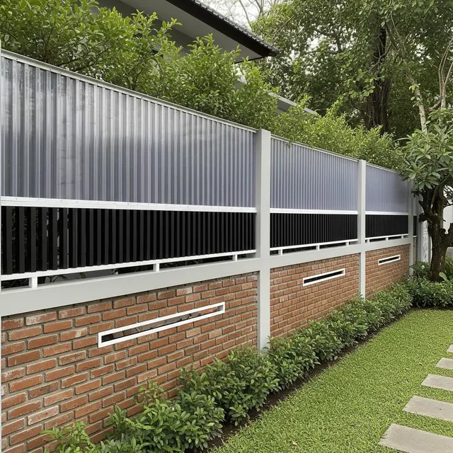 Model Pagar Bata atau Beton Setengah Badan Kombinasi Polikarbonat