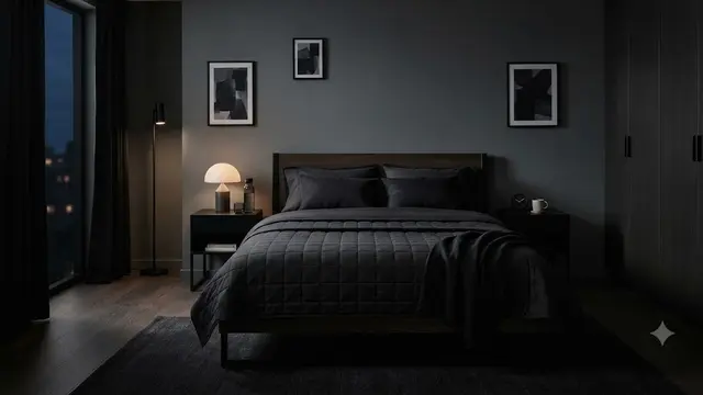 Memilih Furnitur dan Sprei Berwarna Gelap Secara Berlebihan (AI Generated)
