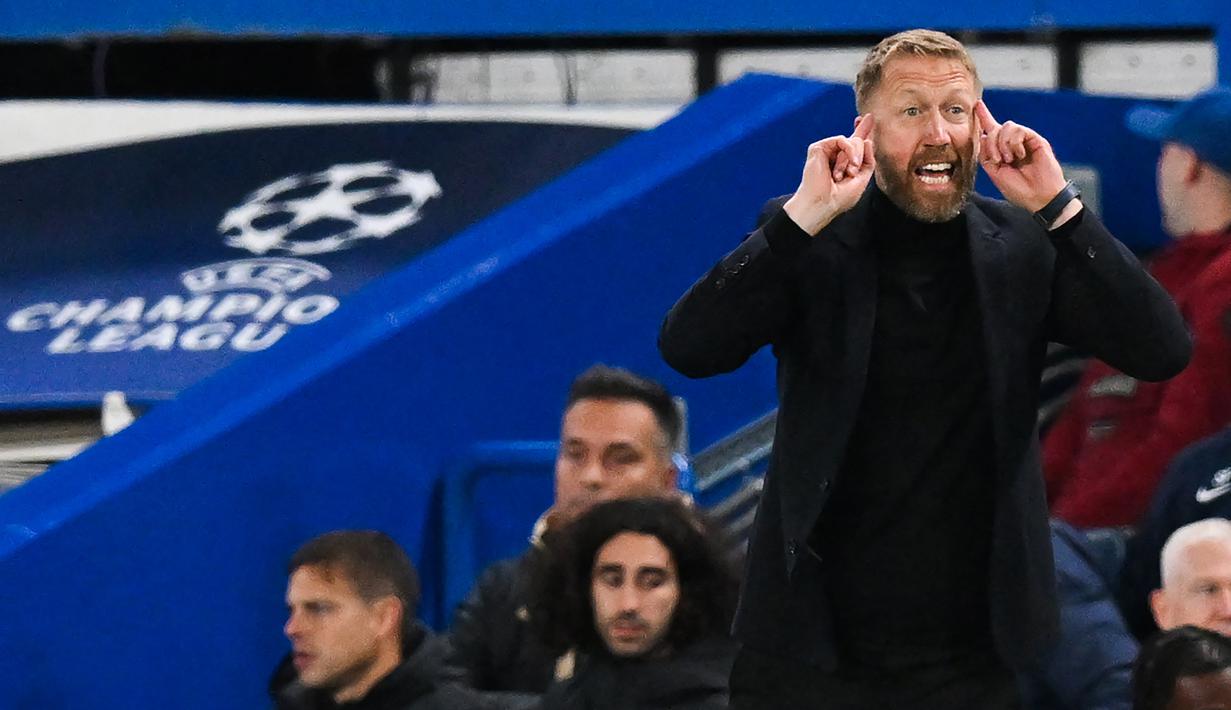 Laga Chelsea menghadapi Benfica menjadi debut pelatih anyar The Blues, Graham Potter di ajang Liga Champions usai menggantikan posisi Thomas Tuchel. (AFP/Glyn Kirk)