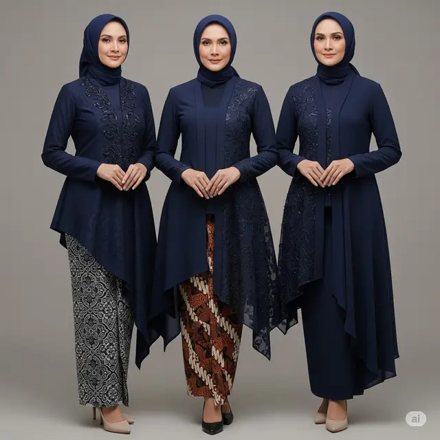Rekomendasi Model Kebaya Ibu-ibu Hijab Terbaru 2025. Foto: Gemini