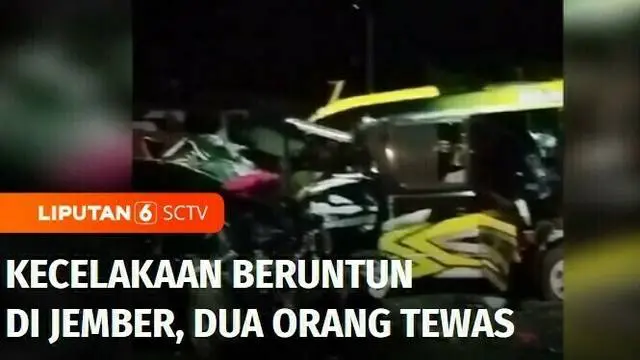 Setidaknya dua orang tewas dan sejumlah orang penumpang minibus terluka dalam kecelakaan beruntun di Jember, Jawa Timur. Salah seorang korban adalah Ketua Bawaslu Jember.