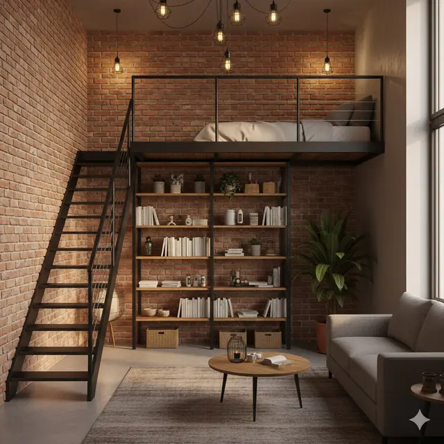 Rumah Mezzanine dengan Konsep Industrial Modern. Gemini