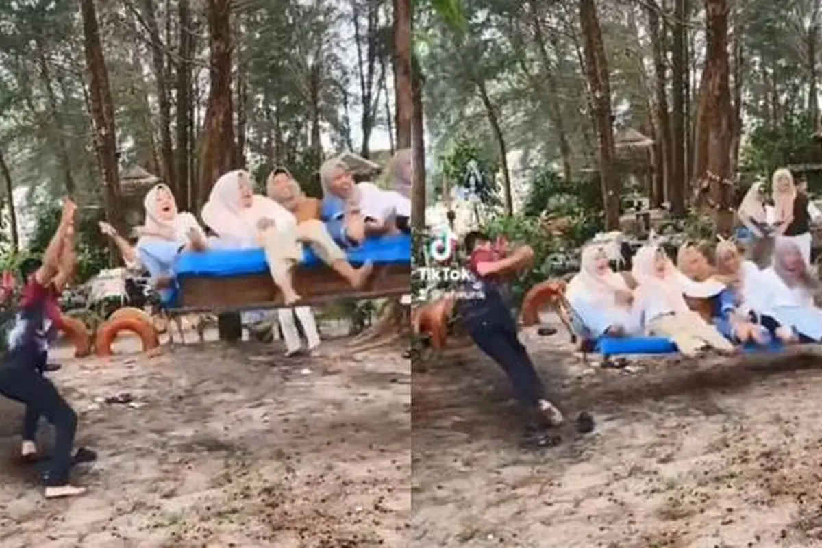 Sampai Jatuh Tersungkur, Aksi Wanita Naik Ayunan Ini Bikin Geleng Kepala