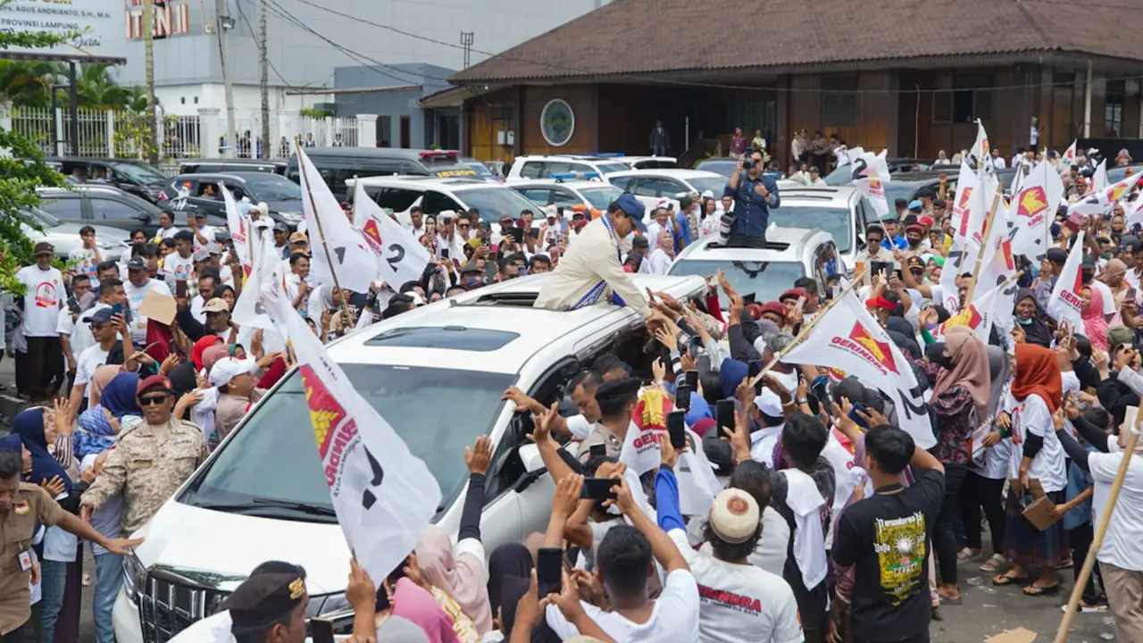 Prabowo Subianto tiba di Lampung. Foto (Istimewa)