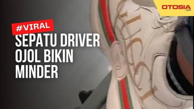 Saat dibonceng sang driver, ia salah fokus dengan sepatu yang dipakai.