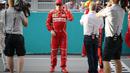 Pebalapa Ferrari, Kimi Raikkonen menempati posisi kelima klasemen semetara pebalap F1 dengan torehan 148 poin. (AP/Vincent Thian)
