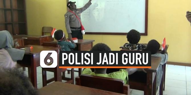 VIDEO: Tidak Ada Guru, Polisi di Papua Mengajar SD