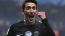 Selebrasi Paris Saint-Germain, Angel Di Maria usai membobol gawang Sochaux pada laga Piala Prancis di  Auguste Bonal stadium, Sochaux, (6/2/2018). PSG menang 4-1. (AFP/Patrick Hertzog)