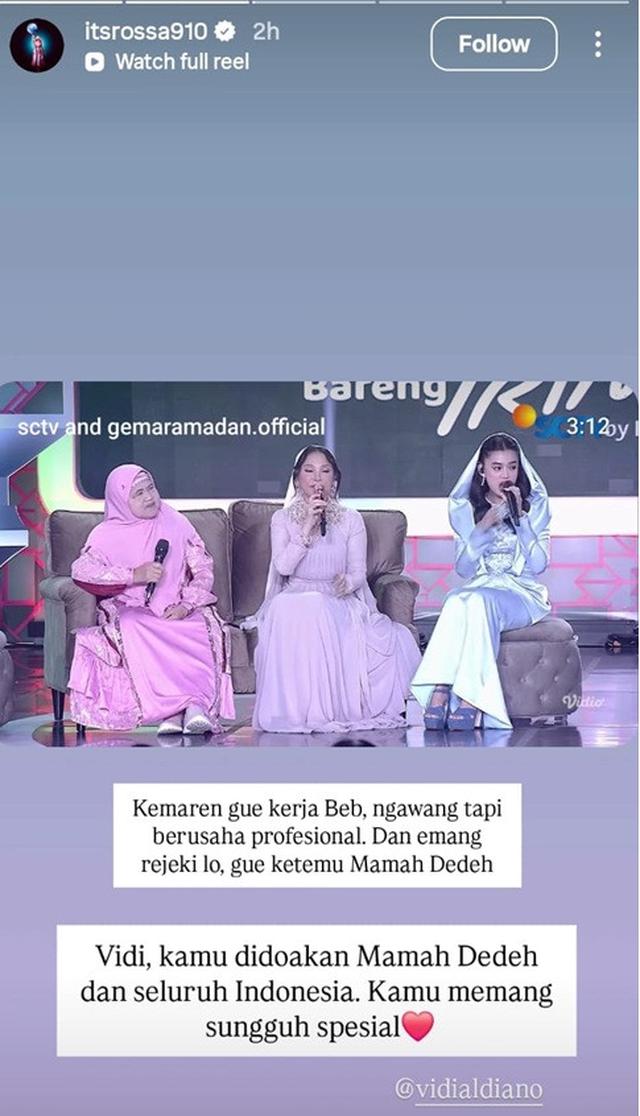 Rossa Sebut Doa untuk Vidi Aldiano Datang dari Banyak Orang