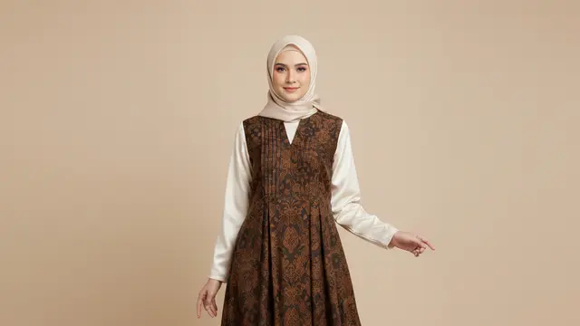 Model Gamis Sutra Kombinasi Batik Pilihan 2026. AI