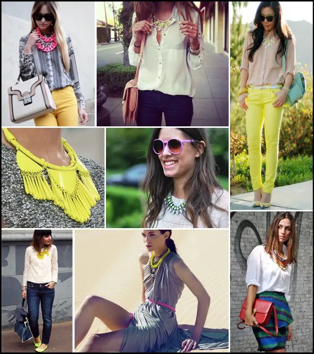 neon necklace street style