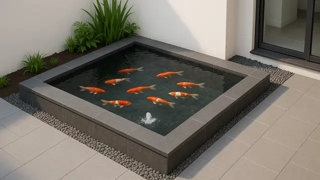 Gambar Kolam Ikan di Sudut Rumah Minimalis
