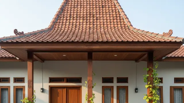 Model Teras Rumah Adem Ala Rumah Kampung Modern. AI