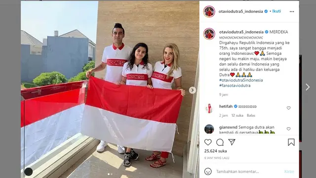 Ucapan Hari Kemerdekaan Republik Indonesia dari Otavio Dutra (Instagram @otaviodutra5_indonesia)