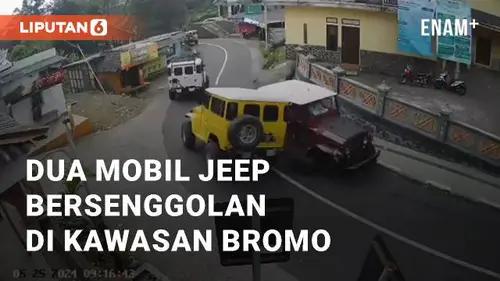 VIDEO: Detik-detik Dua Mobil Jeep Bersenggolan di kawasan Bromo, Probolinggo