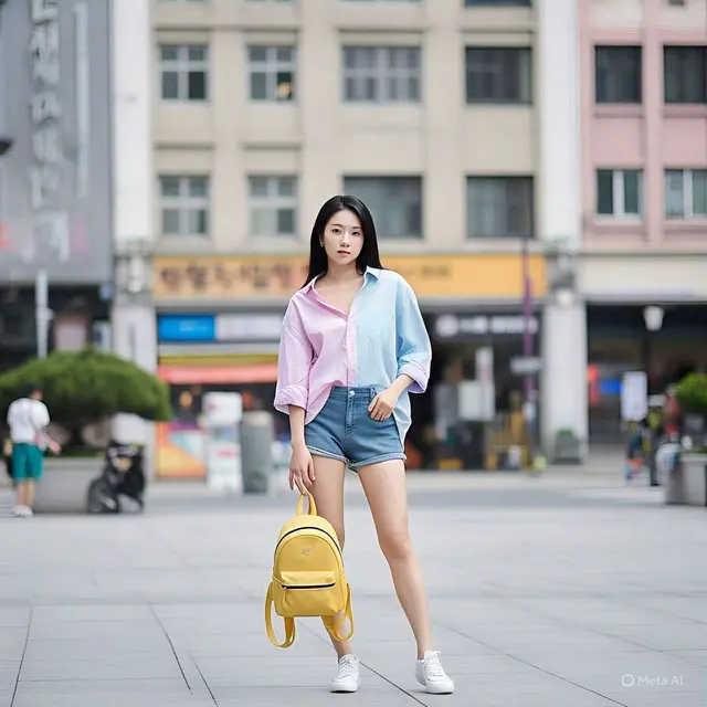 Kemeja Oversized dan Celana Pendek Denim