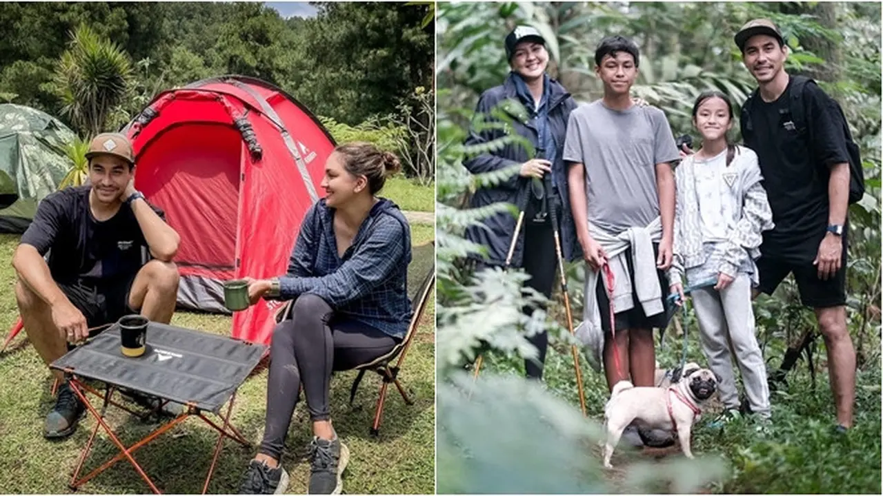6 Potret Seru Keluarga Darius Sinathrya Camping di Kaki Gunung Salak