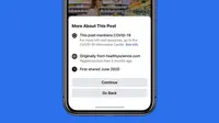 Facebook Tambahkan Fitur Peringatan Sebelum Pengguna Bagikan Artikel Covid-19