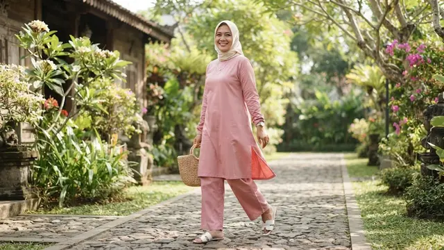 Model Gamis Katun Polos untuk Cuaca Panas yang Nyaman Dipakai Ibu-ibu