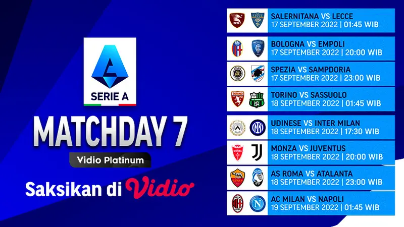 Jadwal Live Streaming Serie A Italia 2022 23 Matchweek 7 Live Vidio 17 sampai 19 September 2022 Bola Liputan6