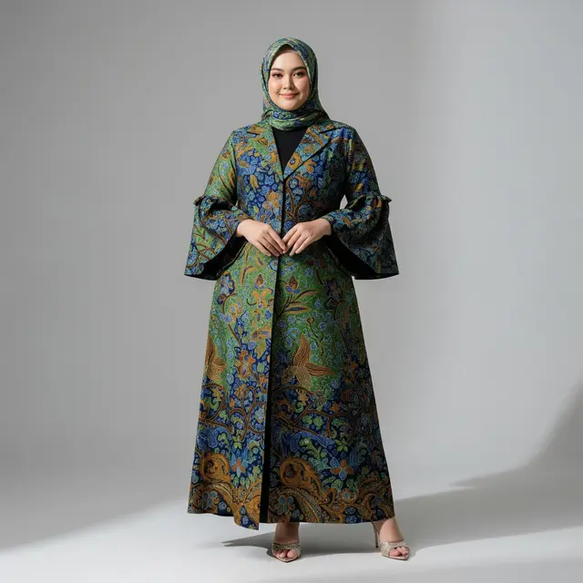 Model Gamis Batik Blazer Syari Size Besar