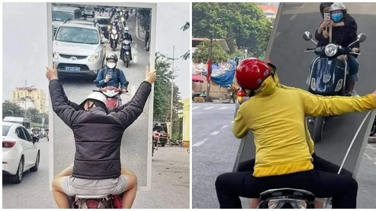 6 Potret Orang Mirror Selfie di Kaca Besar Jalanan Ini Kocak, Eksis dengan Gratis