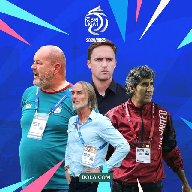 BRI Liga 1 Musim 2024/2025 - Bojan Hodak (Persib), Stefano Cugurra (Bali United), Paul Munster (Persebaya), Jan Olde Riekerink (Dewa United)