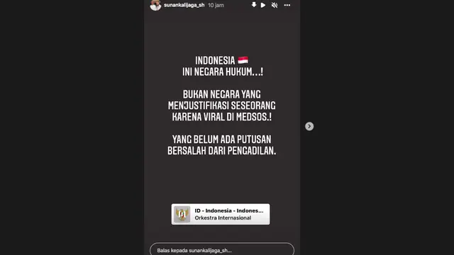 Sunan Kalijaga meminta maaf jika ada pandangan yang berbeda antara dirinya dan orang lain dalam melihat kasus Doddy Sudrajat. (instagram.com/sunankalijaga_sh)