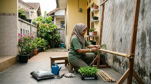 Trik Membuat Kebun Kacang Panjang Vertikal Anti Sempit untuk Pekarangan Mini