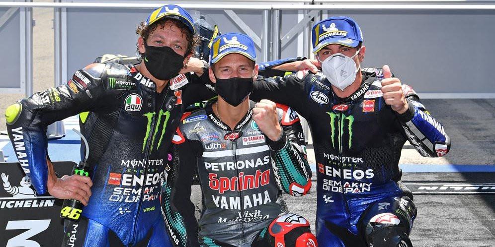 Valentino Rossi, Fabio Quartararo, dan Maverick Vinales © Yamaha