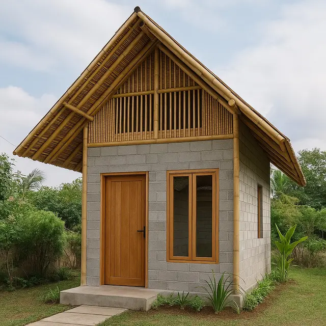 Model Rumah Kecil Tapi Cantik 4x6 Meter dari Batako dan Bambu