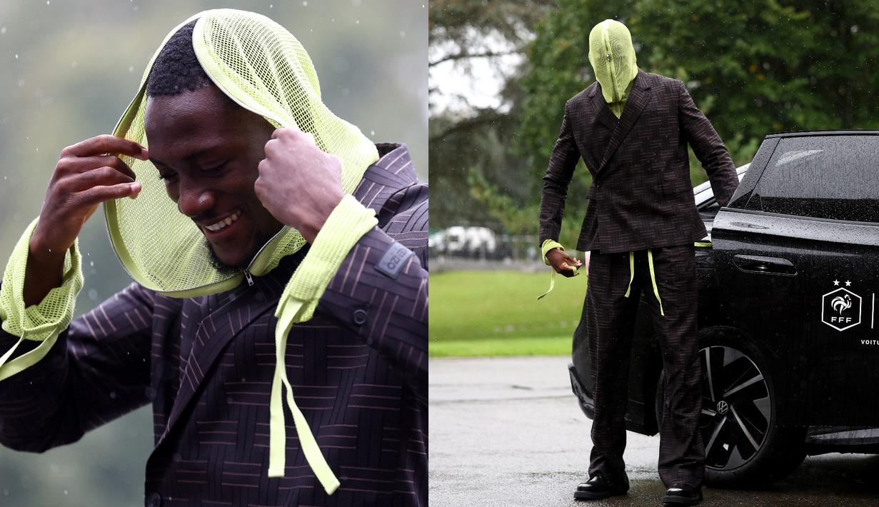 Bek Timnas Prancis, Ibrahima Konate saat tiba untuk persiapan pertandingan kualifikasi UEFA Nations League di Clairefontaine-en-Yvelines pada 7 Oktober 2024. (AFP/Franck Fife)