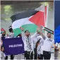 Anggota delegasi Palestina&nbsp;dan Israel&nbsp;selama upacara pembukaan Olimpiade Paris 2024, 26 Juli 2024. (Wang Dongzhen/ POOL/AFP Instagram @olympicteamisrael)