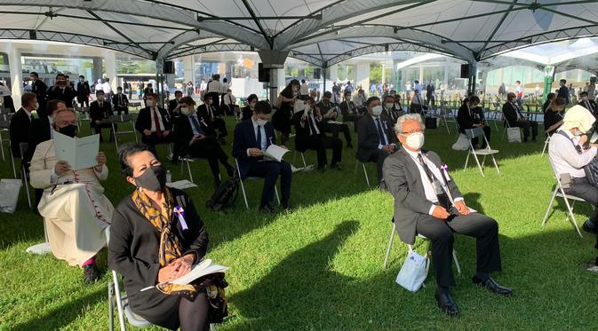 Dubes RI di Tokyo, Heri Akhmadi dalam acara Peringatan Bom Hiroshima di Hiroshima Peace Memorial Museum, Jumat (6/8).