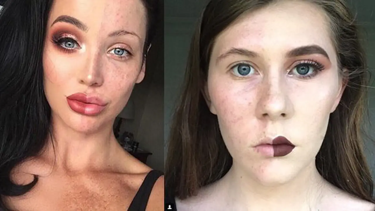Tren makeup separuh./Copyright instagram hudabeauty & makeup_bygemma