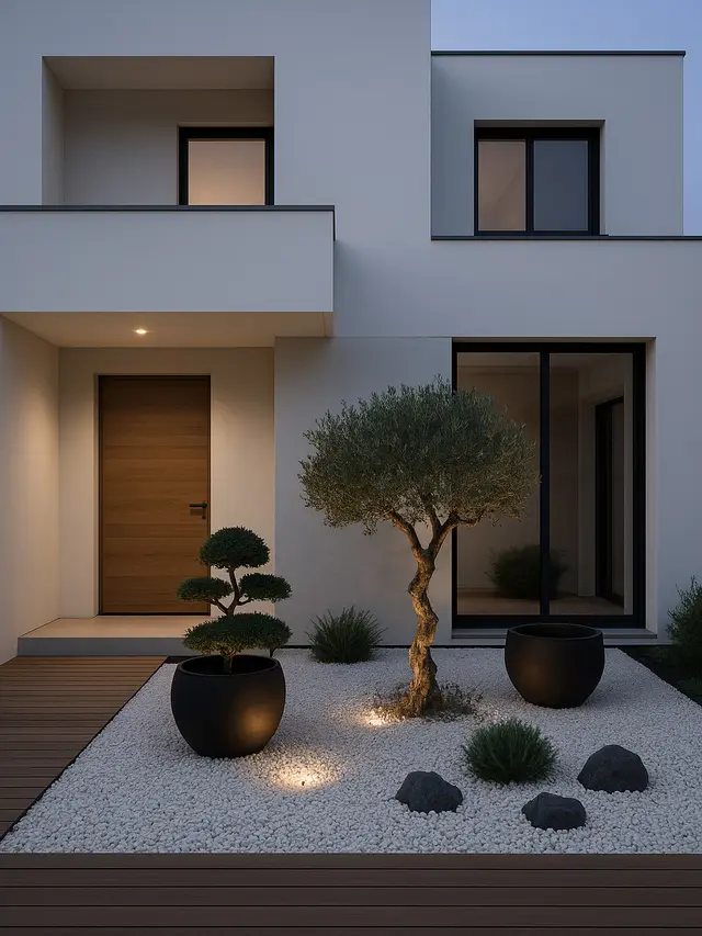 Model Rumah Modern dengan Taman Mini Depan Biar Lebih Fresh (Foto: ChatGPT)
