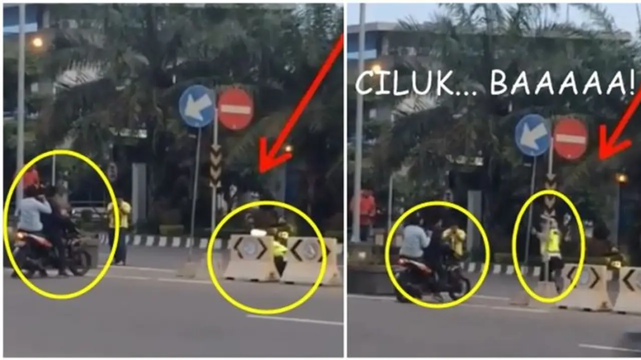 Terciduk, Aksi Sembunyi Polisi Tangkap Pengendara Motor yang Tak Tertib Bikin Ngakak
