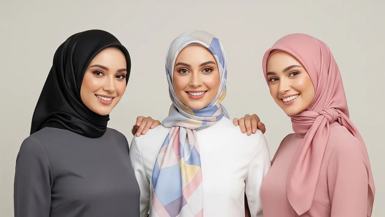 Inspirasi Dress Panjang Polos Minimalis Kombinasi Kerudung Muslim.