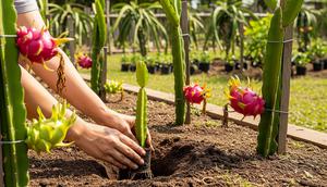 Ilustrasi menanam buah naga. [Foto: Gemini]