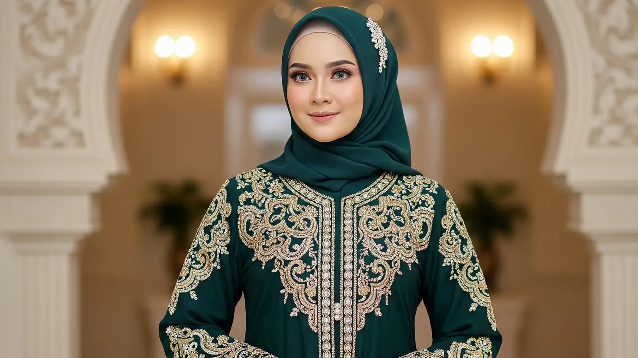 Gamis Abaya Dubai dengan Detail Premium (Image by Gemini AI)