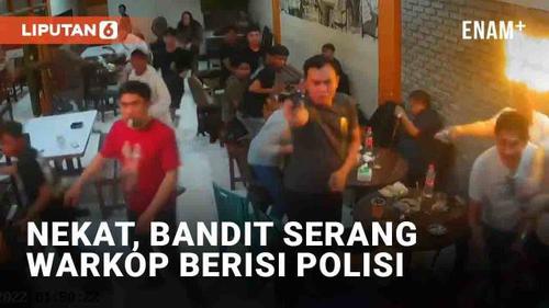 VIDEO: Viral Bandit Serang Warkop Berisi Polisi di Makassar